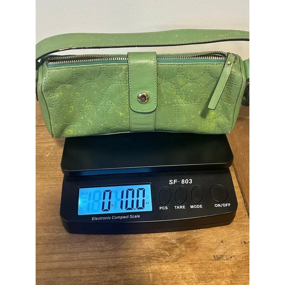 Kate Spade green perforated leather shoulder bag classic Y2K
